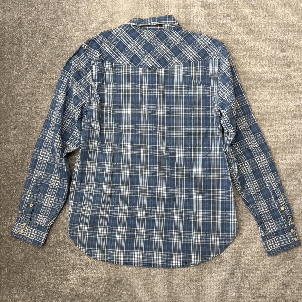 Lucky Brand Shirt Mens Medium Blue Plaid Classic Fit Long Sleeve True Indigo - Picture 9 of 9